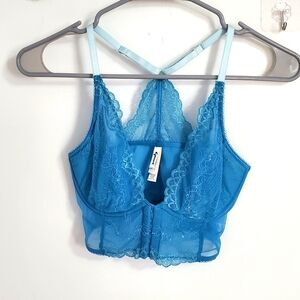 Gossard Superboost Lace and Mesh 30D Corset Bra Blue Coquette Feminine